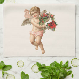 Vintage jul, Victorian Angel med Blommigt andedräk Kökshandduk