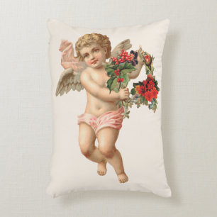 Vintage jul, Victorian Angel med Blommigt andedräk Prydnadskudde
