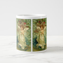 Vintage jul, Victorian Angel med Guld Stars Jumbo Mugg