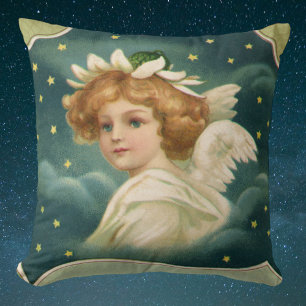 Vintage jul, Victorian Angel med Guld Stars Kudde