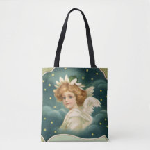 Vintage jul, Victorian Angel med Guld Stars