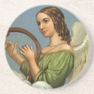 Vintage jul, Victorian Angel med Music Harp Underlägg