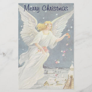 Vintage jul Victorian Angel med Stars Ro Brevpapper