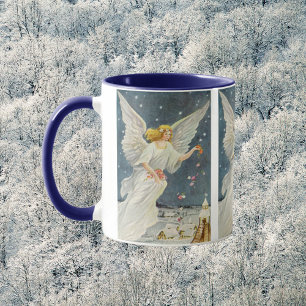 Vintage jul Victorian Angel med Stars Ro Mugg