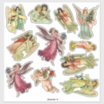 Vintage jul, Victorian Änglar Klistermärken<br><div class="desc">Vintage illustrerar bilden av religiösa God jul helgdag med en mängd olika änglar.</div>