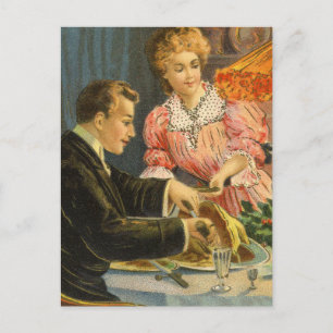 Vintage jul, Victorian Family Dinner Helg Vykort