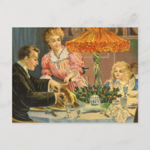 Vintage jul, Victorian Family Dinner Helg Vykort
