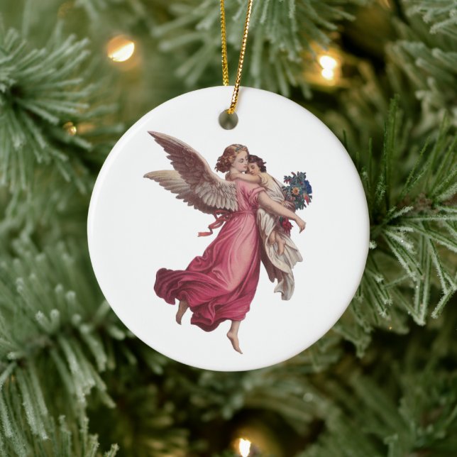 Vintage jul, Victorian Guardian Angel Julgransprydnad Keramik (Träd)
