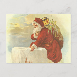 Vintage jul Victorian Jultomten i Skorsten Helg Vykort