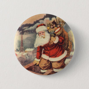 Vintage jul Victorian Jultomten i Skorsten Knapp