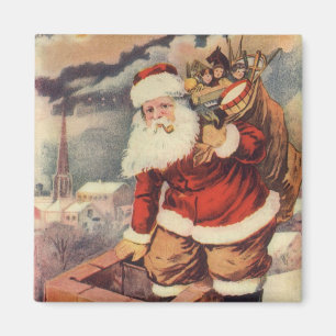 Vintage jul Victorian Jultomten i Skorsten Magnet