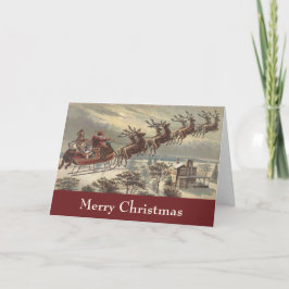Vintage jul, Victorian Jultomten i Sleigh Helgkort