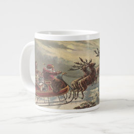 Vintage jul, Victorian Jultomten i Sleigh Jumbo Mugg