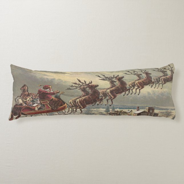 Vintage jul, Victorian Jultomten i Sleigh Kroppskudde (Framsidan)