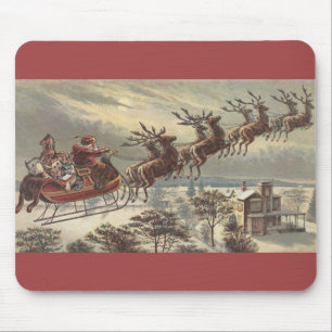 Vintage jul, Victorian Jultomten i Sleigh Musmatta