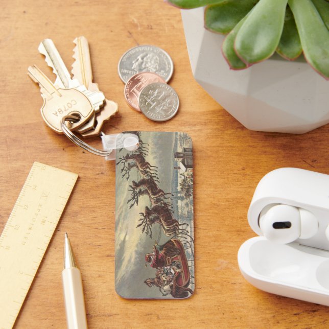 Vintage jul, Victorian Jultomten i Sleigh Nyckelring (Skrivbord)