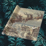 Vintage jul, Victorian Jultomten i Sleigh Presentpapper<br><div class="desc">Vintagen illustrerar Viktoriansk God jul helgdag som visar Jultomten i hans lår med hans renar som levererar leksaker på julen Kväll. Saint Nicholas flyger genom himlar över en stad med hus i ljuset av måne. Av Thomas Nast.</div>