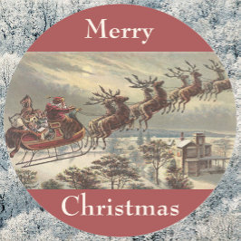 Vintage jul, Victorian Jultomten i Sleigh Runt Klistermärke