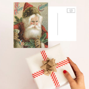 Vintage jul, Victorian Jultomten med Gräs Helg Vykort