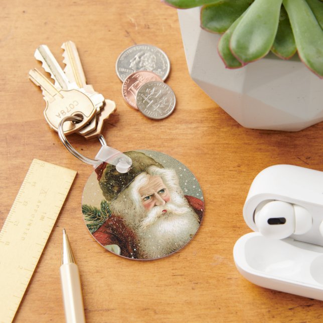 Vintage jul, Victorian Jultomten med Gräs Nyckelring (Skrivbord)