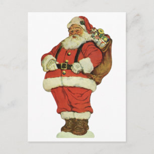 Vintage jul, Victorian Jultomten med Leksaker Helg Vykort