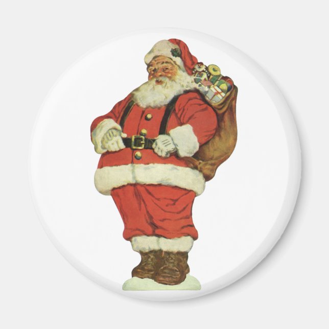 Vintage jul, Victorian Jultomten med Leksaker Magnet (Framsidan)