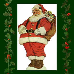 Vintage jul, Victorian Jultomten med Leksaker Poster