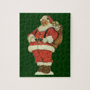 Vintage jul, Victorian Jultomten med Leksaker Pussel