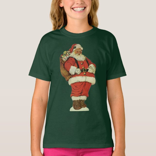 Vintage jul, Victorian Jultomten med Leksaker T-shirt (Framsida)