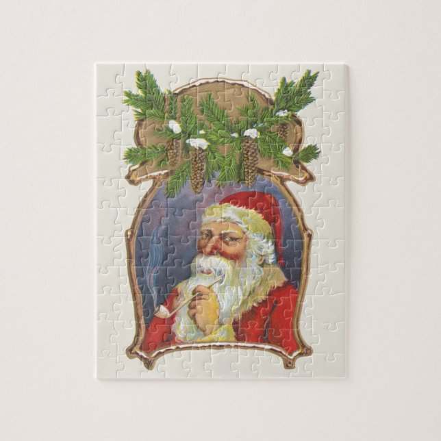 Vintage jul, Victorian Jultomten med Pipe Pussel (Vertikal)