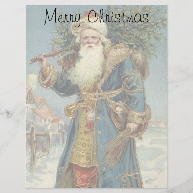 Vintage jul, Victorian Jultomten med Träd (Framsida)