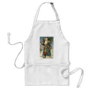 Vintage jul, Victorian Jultomten med Träd Förkläde