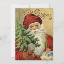 Vintage jul, Victorian Jultomten med Träd Inbjudningar