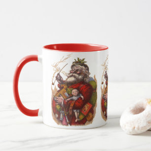 Vintage jul, Victorian Jultomten Pipe Leksaker Mugg