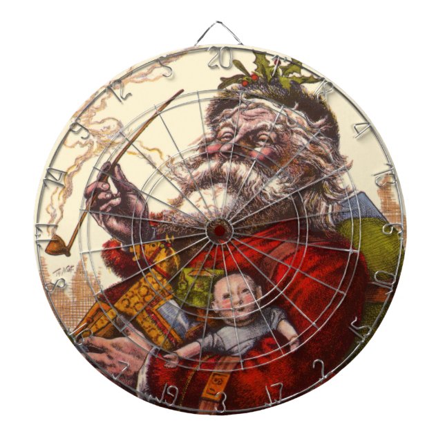 Vintage jul, Victorian Jultomten Pipe Leksaker Piltavla (Framsidan)