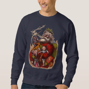 Vintage jul, Victorian Jultomten Pipe Leksaker Sweatshirt