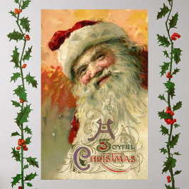 Vintage jul, Victorian Jultomten Porträtt Poster