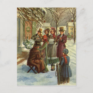 Vintage jul, Victorian Musician Caroling Helg Vykort