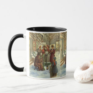Vintage jul, Victorian Musician Caroling Mugg
