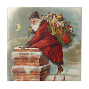 Vintage jul Victorian Saint Nicholas på Tak Kakelplatta