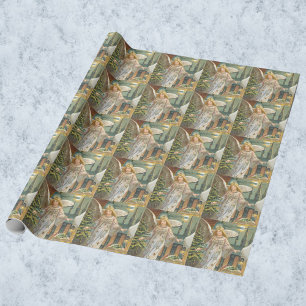 Vintage jul, Viktorian Angel med Träd Presentpapper
