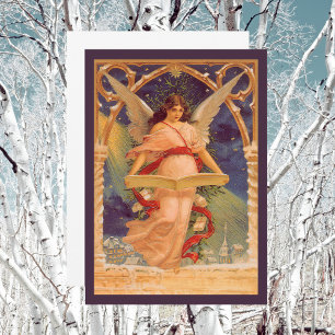 Vintage jul viktoriansk ängel bibel inbjudan