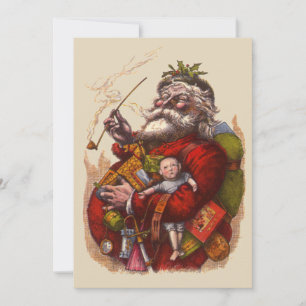 Vintage jul, viktoriansk jultomte inbjudan
