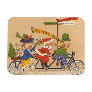 Vintage jul, viktoriansk jultomte på cykel magnet