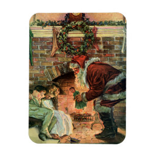 Vintage jul, viktoriansk tomte barn magnet