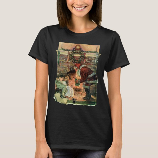 Vintage jul, viktoriansk tomte barn tee shirt (Framsida)