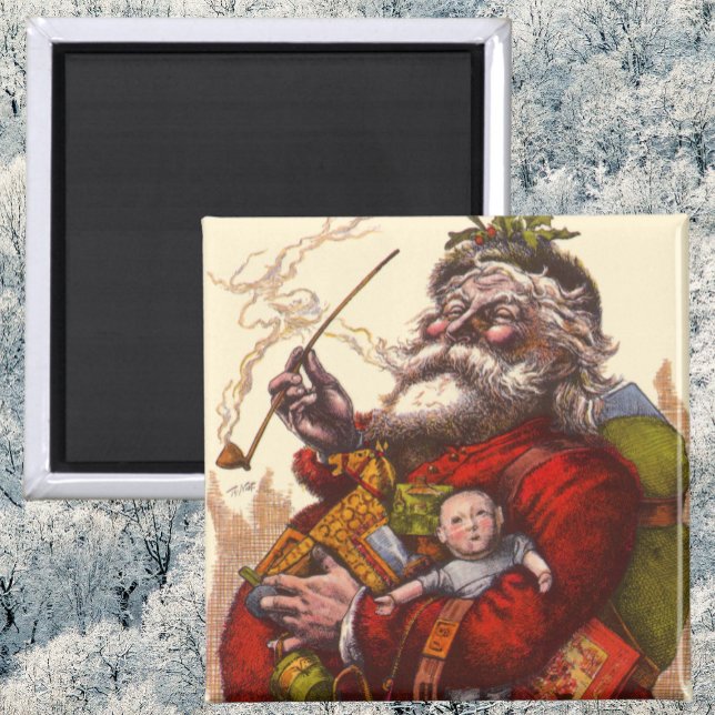 Vintage jul, viktoriansk tomte med leksaker magnet (Skapare uppladdad)