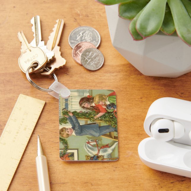 Vintage jul, Viktorianska barn, dekoration Nyckelring (Skrivbord)