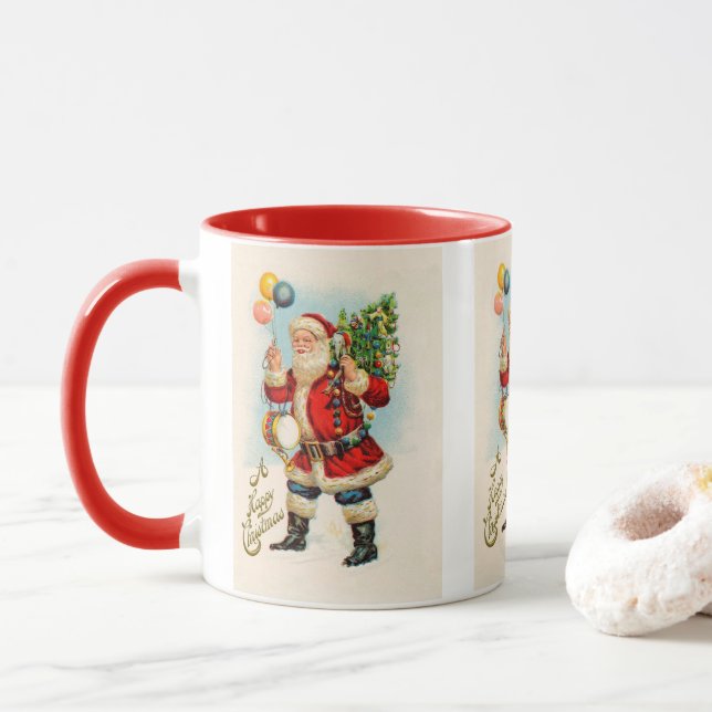 Vintage jul, viktorianska julklappar ballonger mugg (Med munk)
