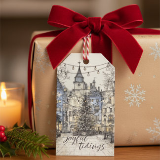 Vintage jul Village Gift Märkre Mysigt jul Presentetikett